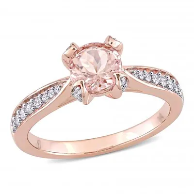 Julianna B 14K Pink Gold Morganite 0.20CTW Diamond Engagement Ring