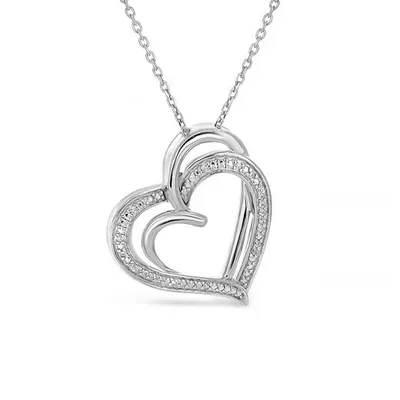 Sterling Silver Diamond Heart Pendant