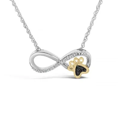 Sterling Silver 10K Yellow Gold Diamond Infinity Paw Pendant