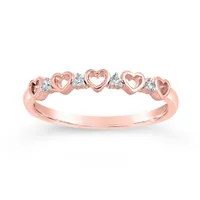 10K Rose Gold Diamond Heart Stackable Ring