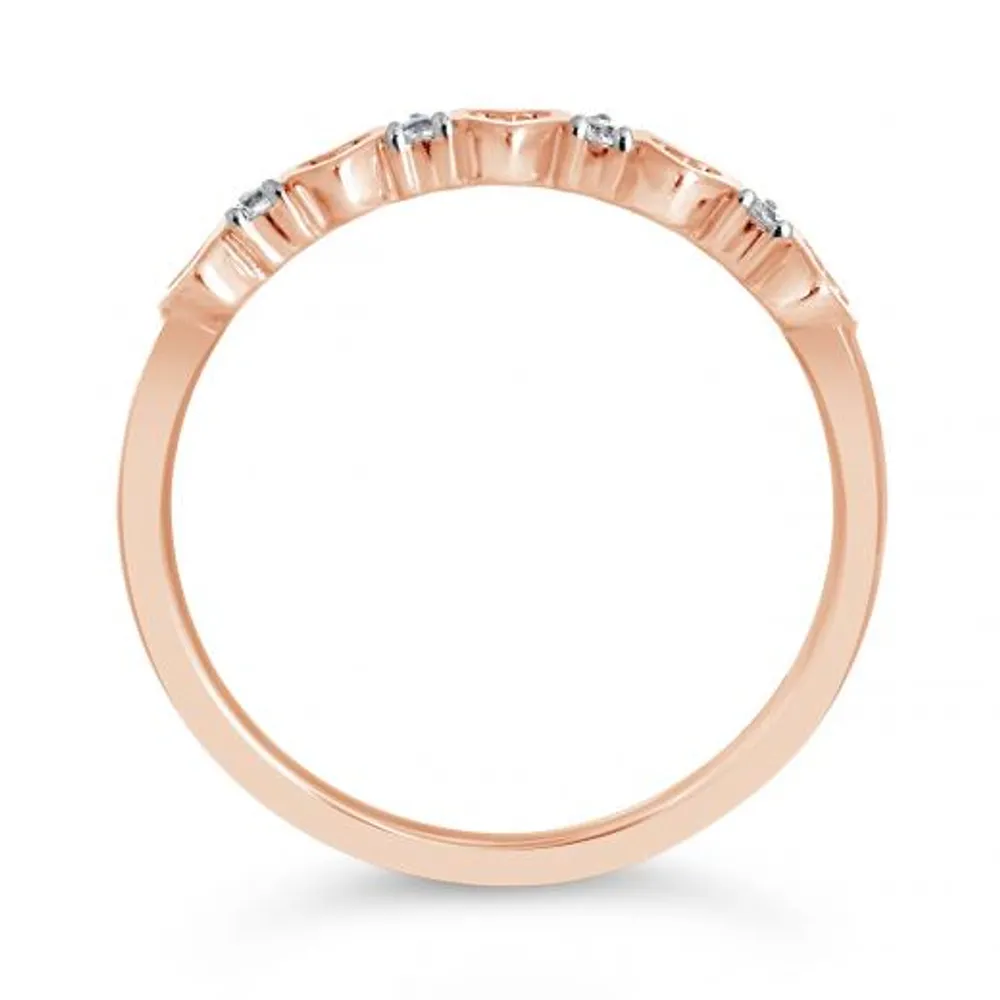 10K Rose Gold Diamond Heart Stackable Ring