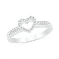 Sterling Silver Diamond Heart Ring