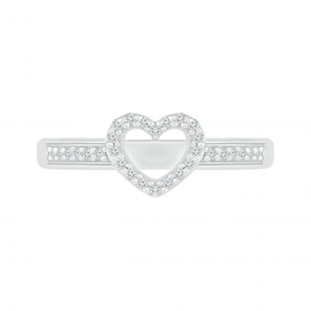 Sterling Silver Diamond Heart Ring