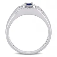 Julianna B Diamore Sterling Silver Blue Sapphire and White Sapphire Men's Ring