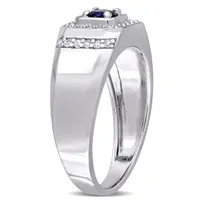 Julianna B Sterling Silver Blue Sapphire and White Sapphire Men's Ring