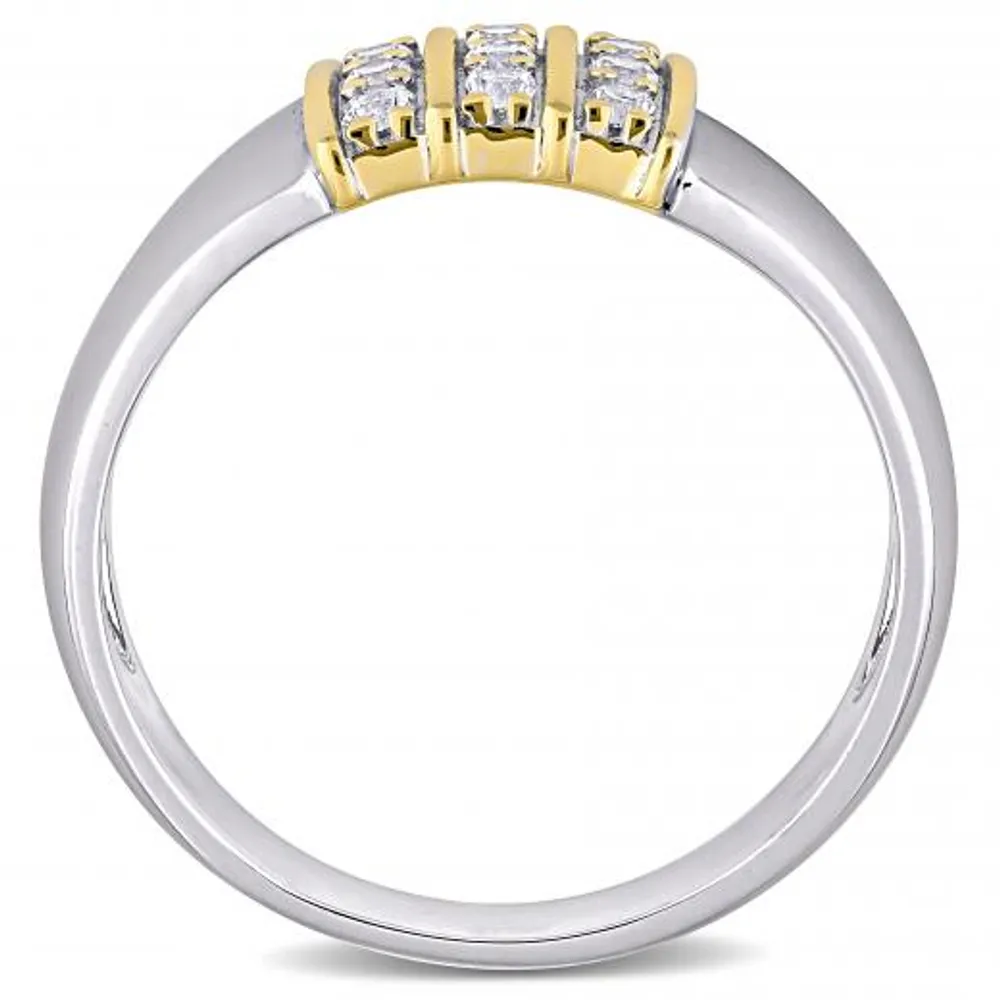 Julianna B 10K Yellow Gold and Sterling Silver Sapphire Men's Three Row Ring