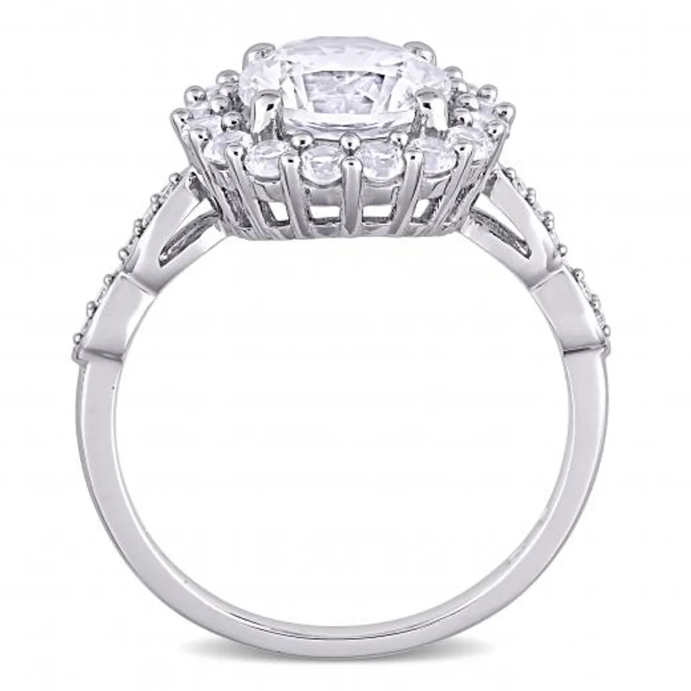 Julianna B 10K White Gold Created White Sapphire & Diamond Engagement Ring