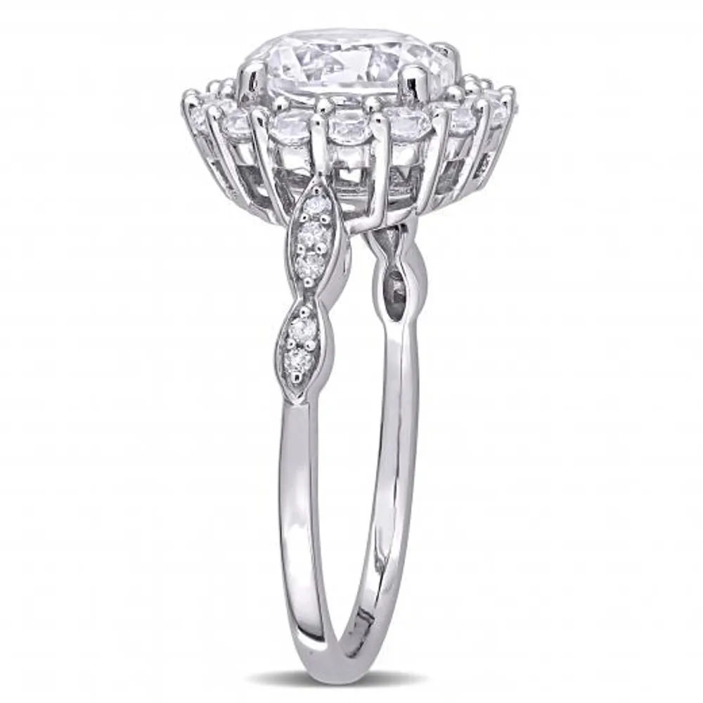 Julianna B 10K White Gold Created White Sapphire & Diamond Engagement Ring