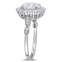 Julianna B 10K White Gold Created White Sapphire & Diamond Engagement Ring