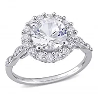 Julianna B 10K White Gold Created White Sapphire & Diamond Engagement Ring