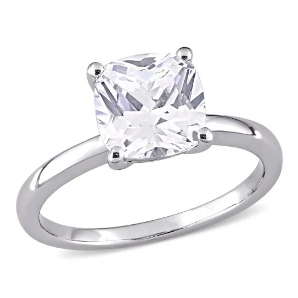 Julianna B 10K White Gold Cushion-Cut Created White Sapphire Solitaire Ring