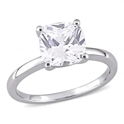 Julianna B 10K White Gold Cushion-Cut Created White Sapphire Solitaire Ring