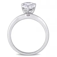 Julianna B 10K White Gold Pear Shape Created White Sapphire Solitaire Ring