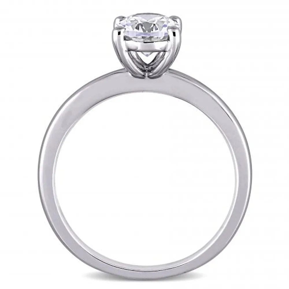 Julianna B 10K White Gold Oval Created White Sapphire Solitaire Ring