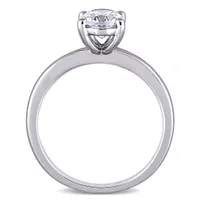 Julianna B 10K White Gold Oval Created White Sapphire Solitaire Ring