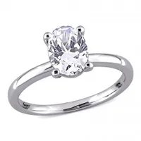 Julianna B 10K White Gold Oval Created White Sapphire Solitaire Ring