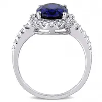 Julianna B 10K White Gold Created Blue & White Sapphire Engagement Ring