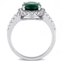 Julianna B 10K White Gold Created Emerald & Created White Sapphire Bridal Ring