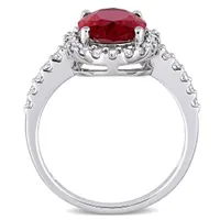 Julianna B 10K White Gold Created Ruby & Created White Sapphire Bridal Ring