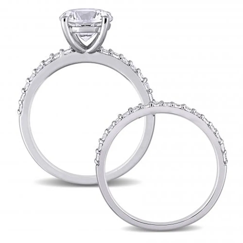 Julianna B 10K White Gold Created White Sapphire Bridal Ring Set