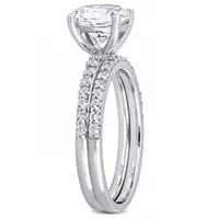 Julianna B 10K White Gold Created White Sapphire Bridal Ring Set