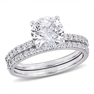 Julianna B 10K White Gold Created White Sapphire Bridal Ring Set