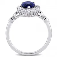 Julianna B 10K White Gold Created Blue Sapphire & Diamond Accent Ring