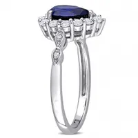 Julianna B 10K White Gold Created Blue Sapphire & Diamond Accent Ring