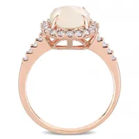 Julianna B 14K Pink Gold Opal and 0.42CTW Diamond Halo Ring