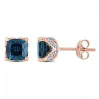 Julianna B 10K Pink Gold Blue Topaz & 0.02CTW Diamond Earrings