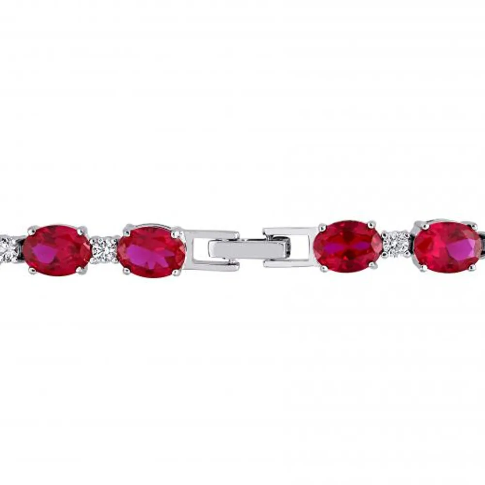 Julianna B Sterling Silver Red Cubic Zirconia & Created White Sapphire Bracelet