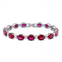 Julianna B Sterling Silver Red Cubic Zirconia & Created White Sapphire Bracelet