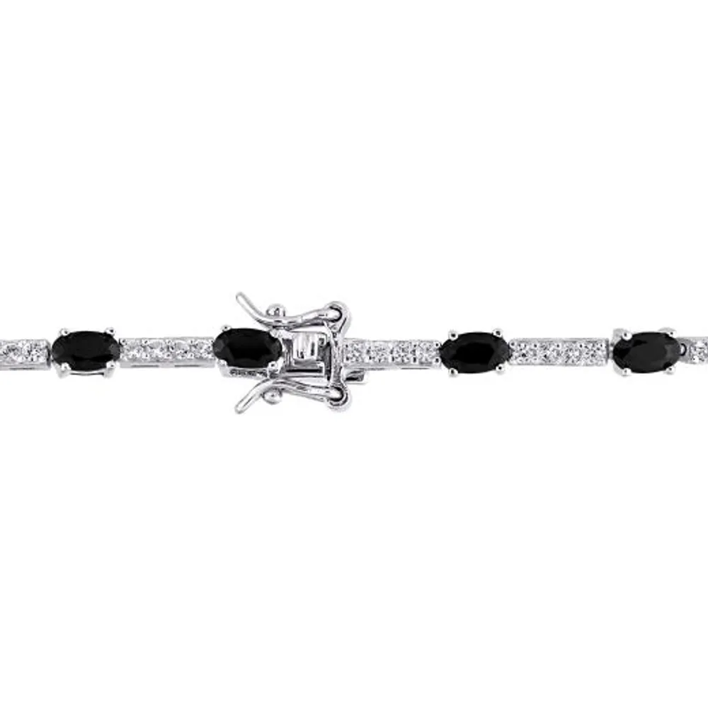 Julianna B Sterling Silver Black and White Cubic Zirconia Station Bracelet