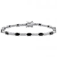 Julianna B Sterling Silver Black and White Cubic Zirconia Station Bracelet