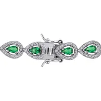 Julianna B Sterling Silver Green Cubic Zirconia & Created Sapphire Bracelet