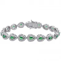 Julianna B Sterling Silver Green Cubic Zirconia & Created Sapphire Bracelet