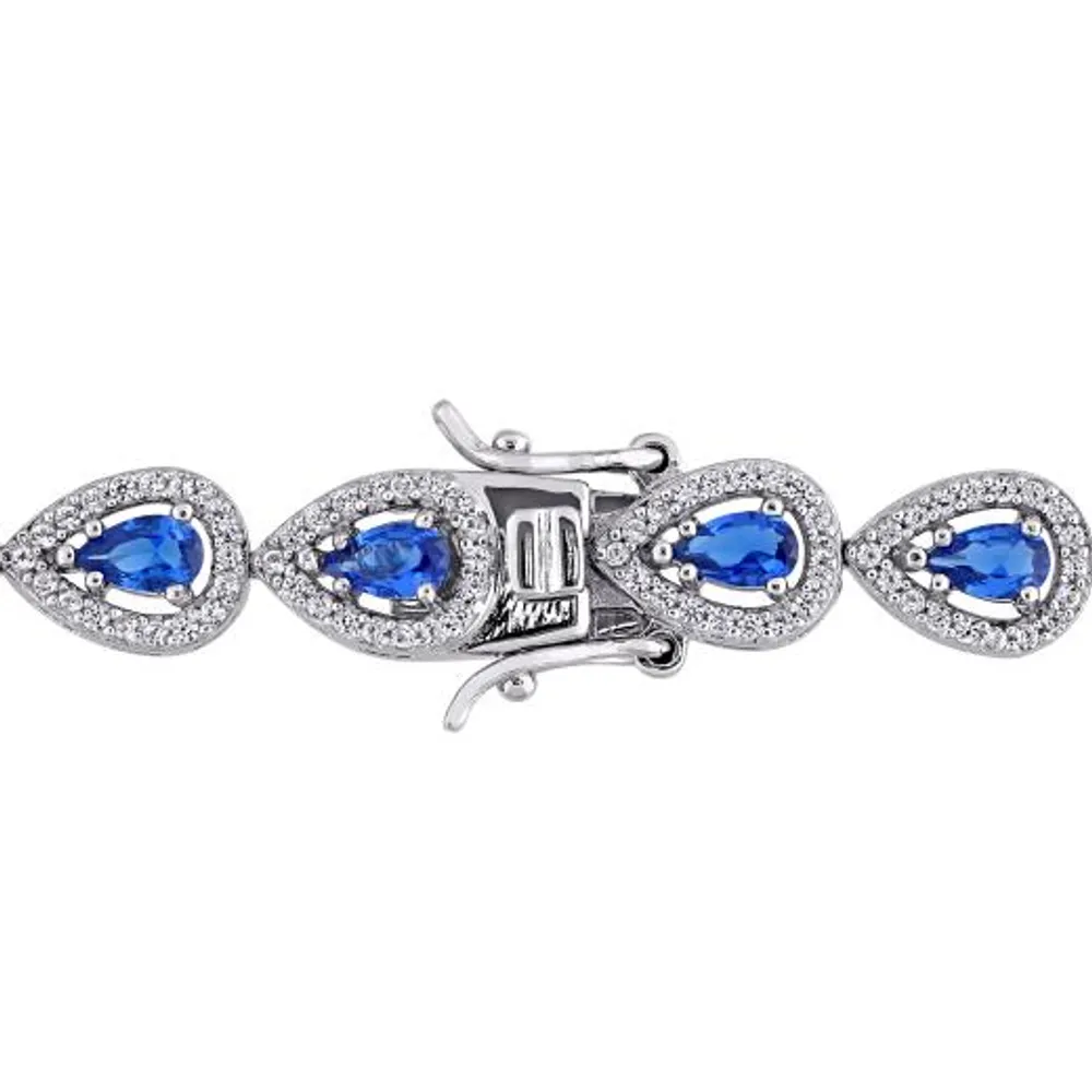 Julianna B Plated Sterling Silver Created Blue & White Sapphire Bracelet