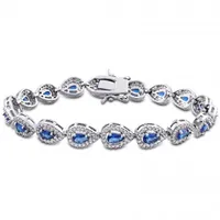 Julianna B Plated Sterling Silver Created Blue & White Sapphire Bracelet