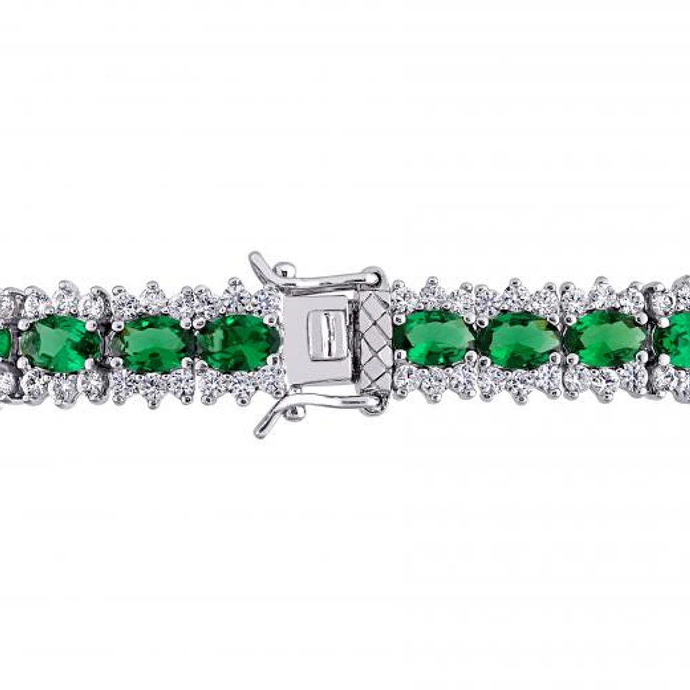 Julianna B Sterling Silver Green Cubic Zirconia & Created Sapphire Bracelet