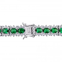 Julianna B Sterling Silver Green Cubic Zirconia & Created Sapphire Bracelet