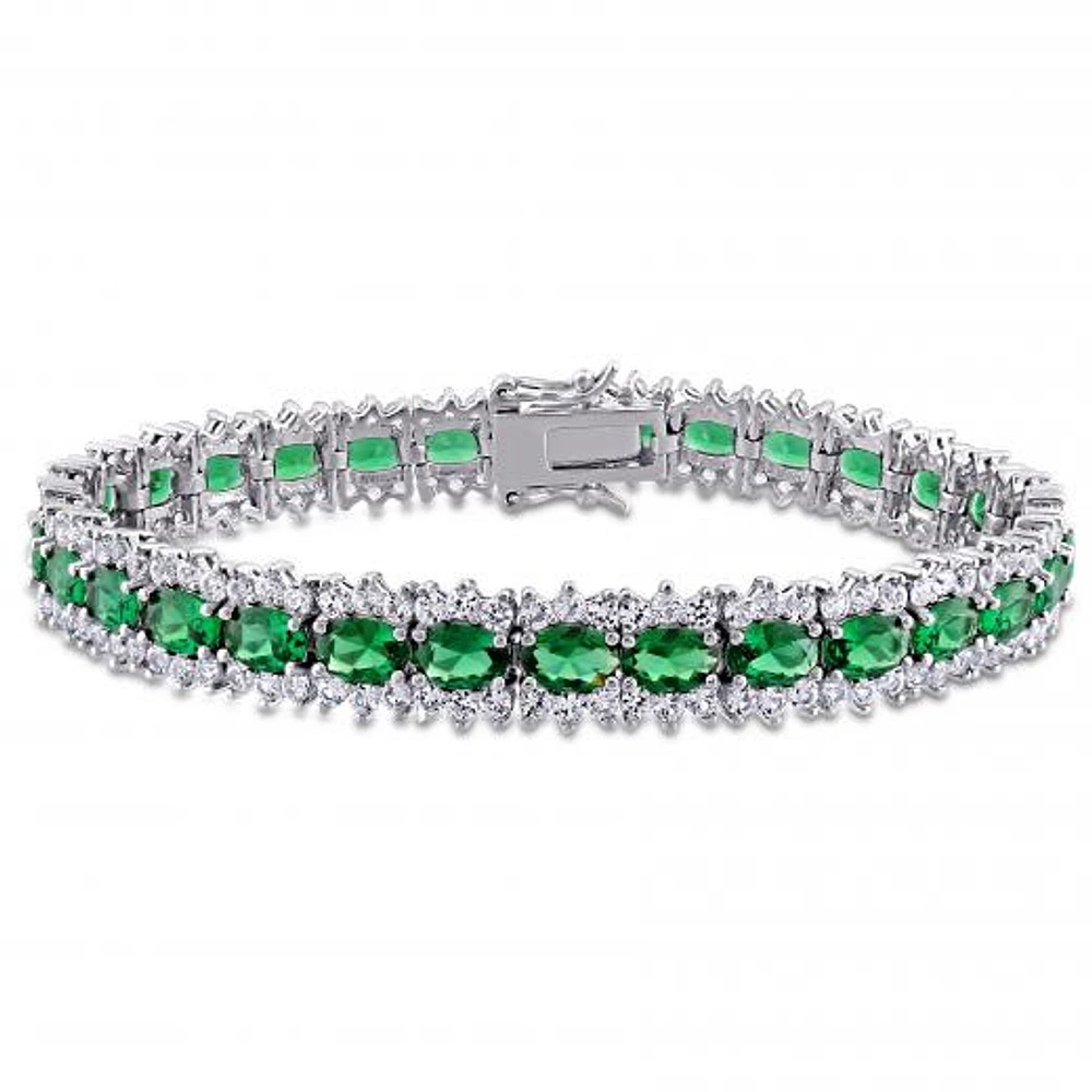 Julianna B Sterling Silver Green Cubic Zirconia & Created Sapphire Bracelet