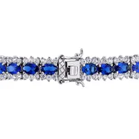 Julianna B Sterling Silver Created Blue and White Sapphire Tennis Bracelet