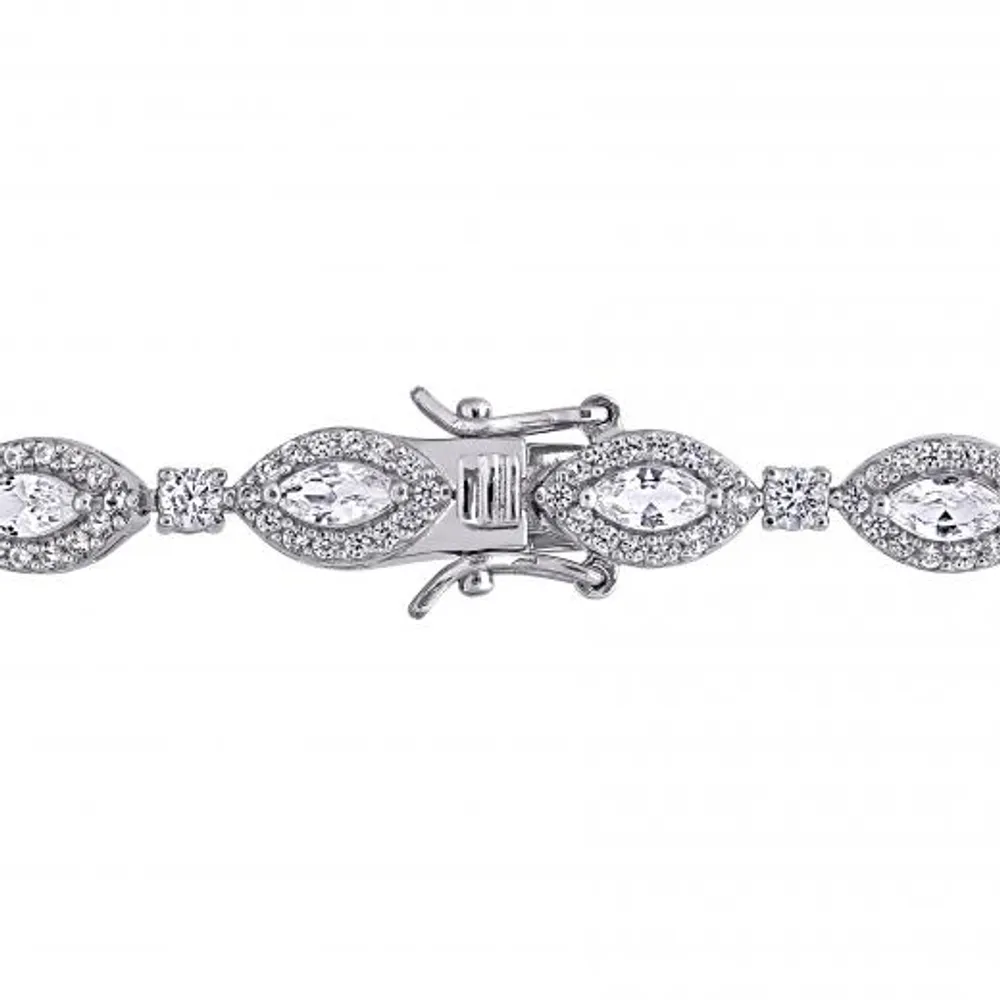 Julianna B Sterling Silver Marquise Created White Sapphire Bracelet