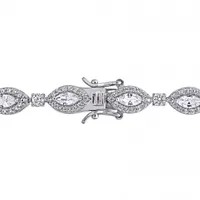 Julianna B Sterling Silver Marquise Created White Sapphire Bracelet