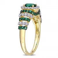 Julianna B Yellow Plated Sterling Silver Created Emerald & Created Sapphire Ring