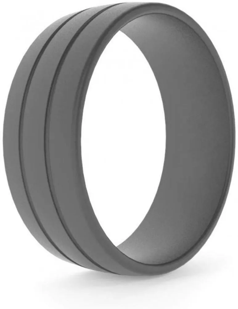 8mm Grey Grooved Silicone Band