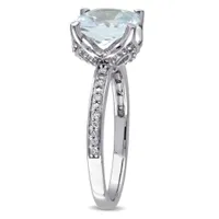 Julianna B 10K White Gold Cushion-Cut Aquamarine and Diamond Ring