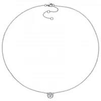 Julianna B Sterling Silver 0.10CTW Diamond and Aquamarine Halo Necklace