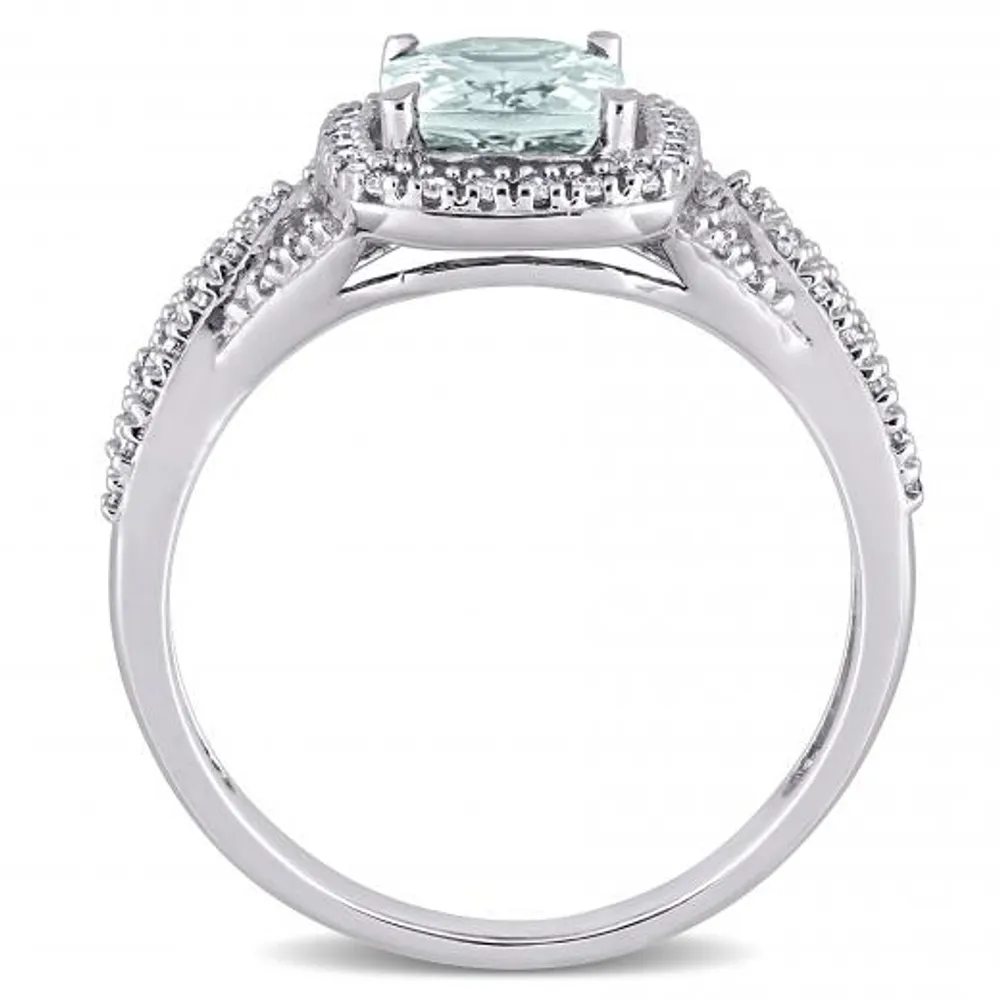 Julianna B 10K White Gold Aquamarine & 0.17CTW Diamond Ring