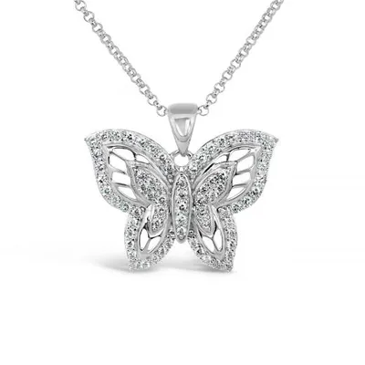 Sterling Silver Cubic Zirconia Butterfly Pendant
